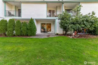 Back view of condominium.