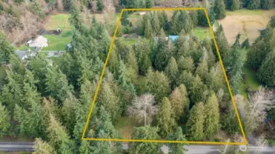 Aerial photo looking East - 31717 76th Ave NW Stanwood - located in Lake Ketchum neighborhood.