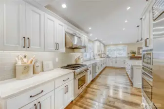 Notice the Thermador stove/oven with grill.  KXY Pro heavy duty fan. DCS dual dishwasher. Sub-Zero refrigerator