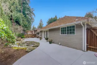 Back yard low maintenance, with loads of room for that outdoor barbeque