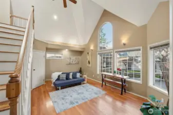 Upgraded blinds throughout the home provide privacy while allowing natural light to brighten the living spaces.