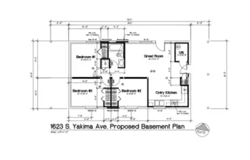 Proposed Plans for finishing the daylight basement unit. Measurements may not be exact.