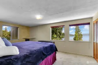 Primary Bedroom faces East and enjoys a spectacular Lake Washington View.