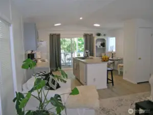 Kitchen with front deck entry