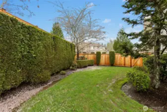Fenced side yard.