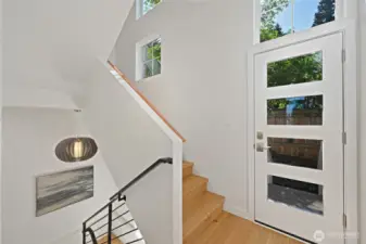 There is a door to a private backyard.
