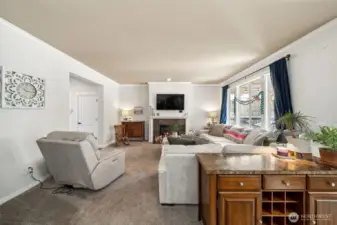 From standing in the kitchen it's a nice view  of the family room where everyone seems to  gather.