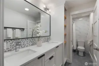 Contemporary upgrades in main bathroom