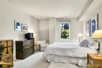 The primary suite is quiet, peaceful and a great place to slumber.