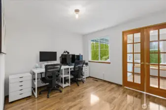 Lower level room has many possibilities. Great home office, main floor bedroom or flex space.