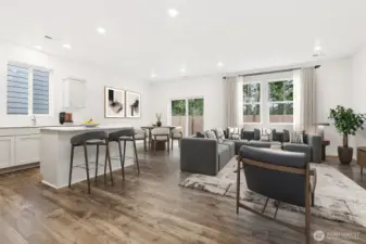 Living Room, Dining, Kitchen - Photos are for representational purposes only, colors, elevation and features may vary.