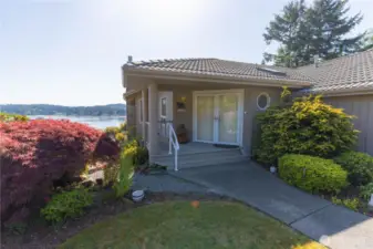 Double door entry with custom storm and screen doors