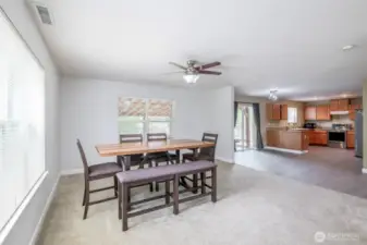Dining room with large windows and plenty of natural light