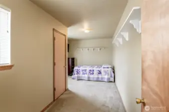 Extra finished room with closet.