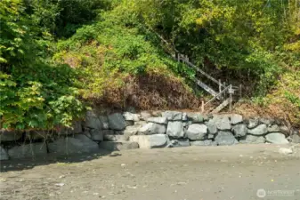 Stone bulkhead to your own private beach