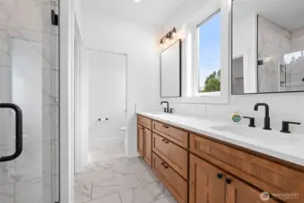 Primary bath with double vanity