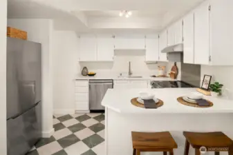 Refreshed kitchen with bar seating