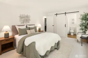 Spacious primary with ensuite bath