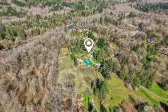 Top-down aerial showing buildings and layout