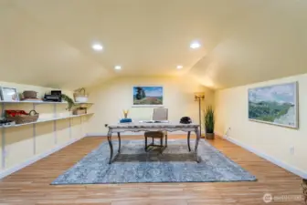 Home office or crafting space in the detached garage.