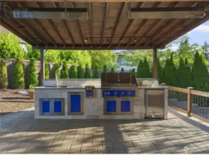 Outdoor Kitchen with the heater on the top.