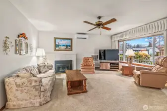 Family Room with large picture window facing street