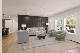Walk in to the light & airy living area.