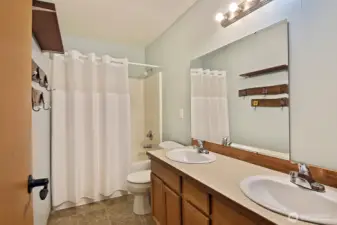 Full Bath on hall with double sinks.