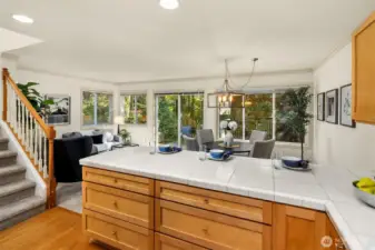 Lovely great room design that overlooks the private patio and rear yard