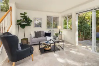 Inviting family room with convenient patio access