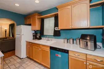 There is plenty of counter and cabinet space.