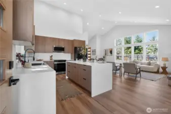 Natural light pours into the living and kitchen areas, Complimenting the open design and modern finishes.