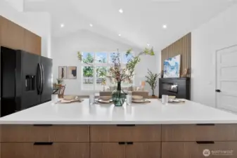 Black hardware is thoughtfully matched throughout the home for a cohesive, modern finish