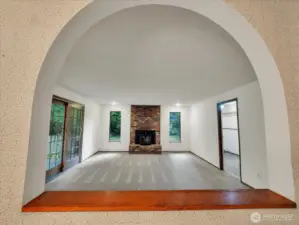 View from dining room into family room