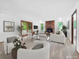Virtually staged family room