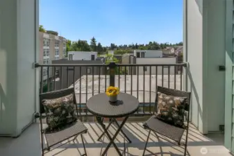 A generous size-west facing deck off the living room to watch the sunset.