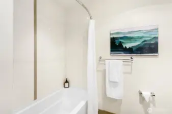 Full size bathroomSpacious bathroom with plenty cabinets and drawers.