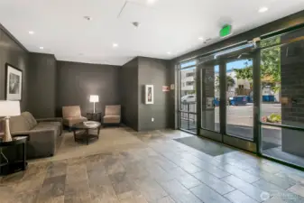 Secure lobby entrance.