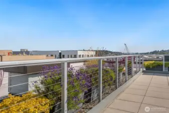 Expansive rooftop deck for entertaining with stunning water views and West to the Olympic Mountains.