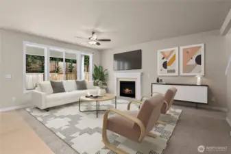 Virtually staged living room for illustration only.