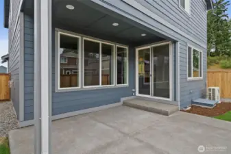 Covered area features recessed lighting.
