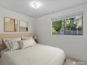 3rd bedroom - virtually staged. Ideal for bedroom or work-from-home office