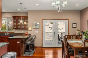 Dining room leads to backyard porch