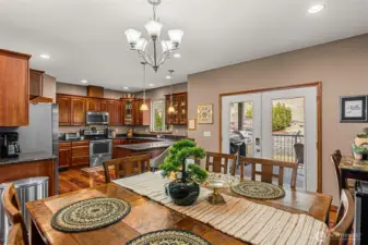 Kitchen open to dining