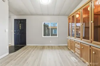 Formal dining room with a built in hutch and new LVP flooring