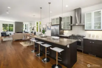 Kitchen with ample cabinet storage and counter space.