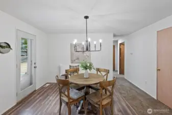 Cozy eating area is conveniently located right next to the kitchen.