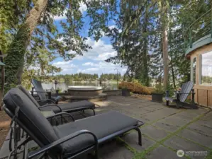Hot tub situated to maximize view.
