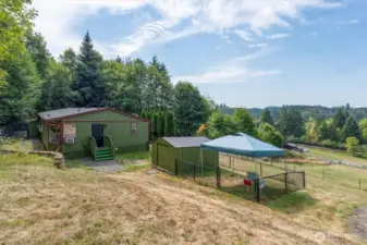 Shed and fenced area.