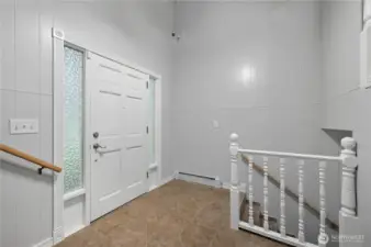 Spacious split entry with vaulted ceiling.